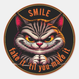 Pegatina Redonda Gato con actitud