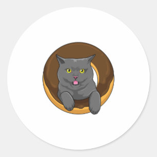 Pegatina Redonda Gato con donut