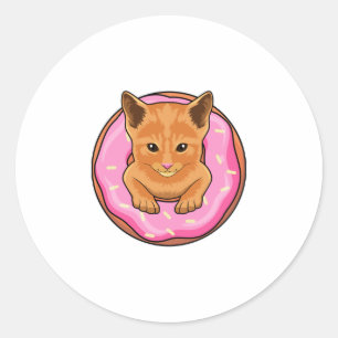 Pegatina Redonda Gato con donut