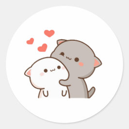 Pegatina Redonda Gato cutáneo mochi