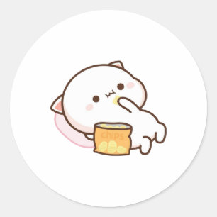 Pegatina Redonda Gato cutáneo mochi