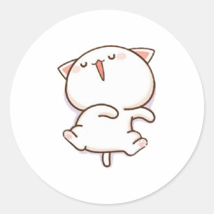 Pegatina Redonda Gato cutáneo mochi