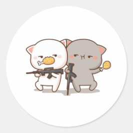 Pegatina Redonda Gato cutáneo mochi