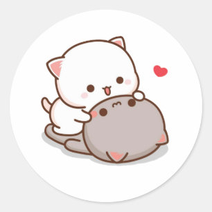 Pegatina Redonda Gato cutáneo mochi
