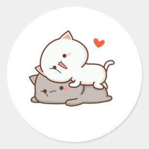 Pegatina Redonda Gato cutáneo mochi