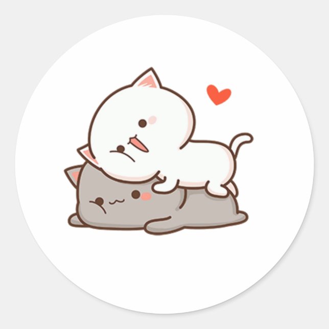 Pegatina Redonda Gato cutáneo mochi (Anverso)