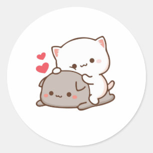 Pegatina Redonda Gato cutáneo mochi