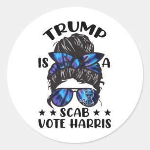 Pegatina Redonda Gato Damas Desordenado Bun Gracioso Trump Es Un Vo