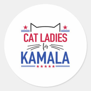 Pegatina Redonda Gato Damas Para El Divertido Gato De Kamala 2024 P