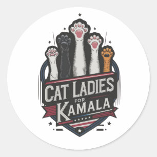 Pegatina Redonda Gato Damas Para Kamala (7)