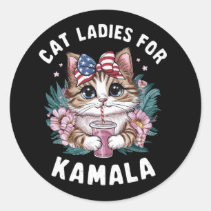 Pegatina Redonda Gato Damas Para Kamala (9)