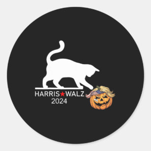 Pegatina Redonda Gato Damas Para Kamala Harris Funny Trump Hair 202