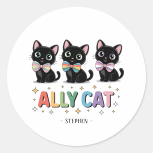 Pegatina Redonda Gato de Ally - Gato negro Orgullo LGBTQ