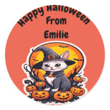 Gato de bruja con calabaza