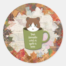 Pegatina Redonda Gato de caída rota