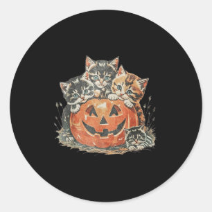 Pegatina Redonda Gato de calabaza de la temporada soky del gato de 