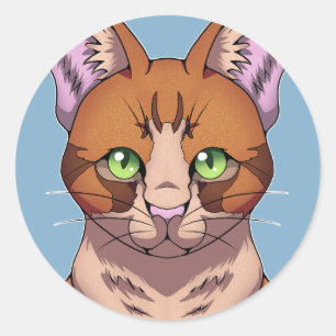 Pegatina Redonda Gato de corte