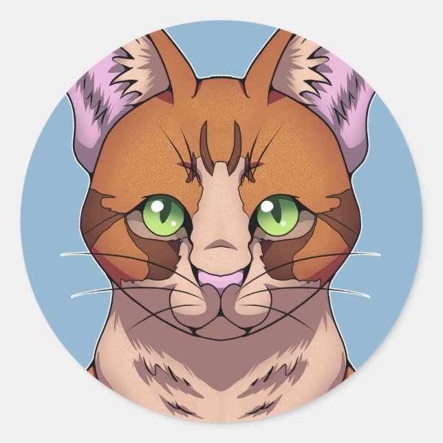 Pegatina Redonda Gato de corte (Anverso)