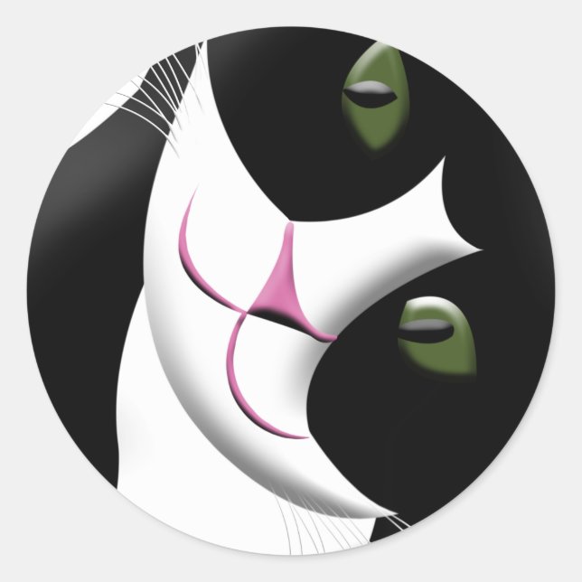 Pegatina Redonda Gato de corte (Anverso)