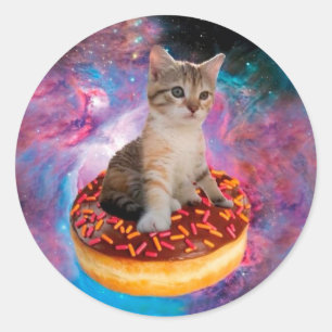 Pegatina Redonda Gato de donut - amante de donut