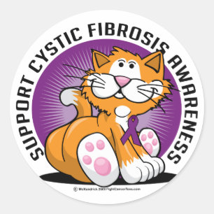 Pegatina Redonda Gato de fibrosis quística