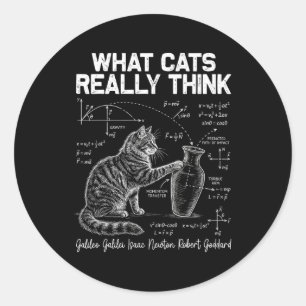 Pegatina Redonda Gato de Física Divertido Profesor de Ciencia Lo qu