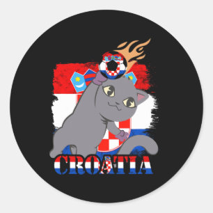 Pegatina Redonda Gato de la bandera croata Fútbol croata Raíces cro