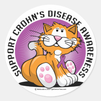 Pegatina Redonda Gato de la enfermedad de Crohn