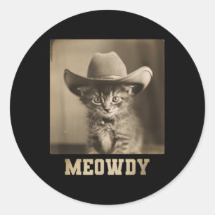 Pegatina Redonda Gato de Meowdy Vintage