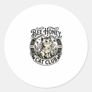 Pegatina Redonda Gato de Miel de Abeja Gráfico Divertido - Club de 