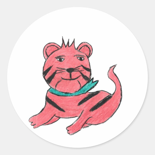 Pegatina Redonda Gato de Naranja cutáneo (Anverso)