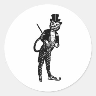 Pegatina Redonda Gato de ópera sofisticada de época