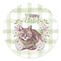 Gato de Pascua de Gingham Feliz