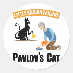 Pegatina Redonda Gato de Pavlov - Psicología divertida
