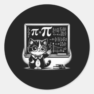 Pegatina Redonda Gato De Pi Day Para Niños Hombres Mujeres Profesor