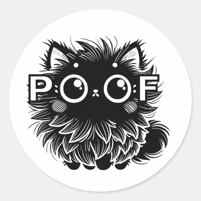 Pegatina Redonda Gato de posta (Anverso)