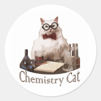 Pegatina Redonda Gato de química (de 9gag memes reddit)