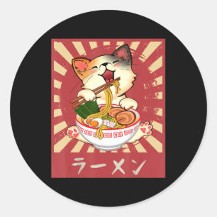 Pegatina Redonda Gato de Ramen Neko Anime Kawaii Regalos de Merch J