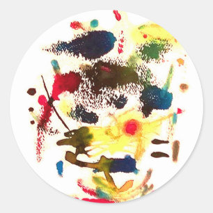 Pegatina Redonda Gato de Samurai Resumen arte de Hankamer Artjunkha