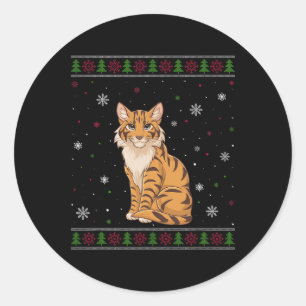 Pegatina Redonda Gato de Savannah Navidades Sweater Men Mujeres Niñ