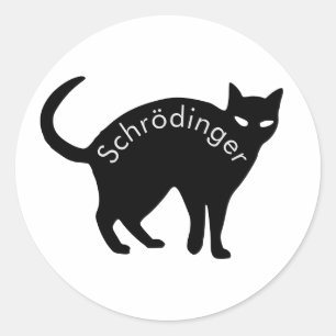 Pegatina Redonda Gato de Schrödinger