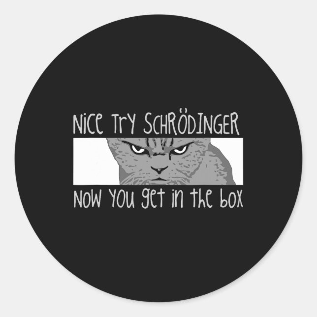 Pegatina Redonda Gato de Schrodinger - Físico (Anverso)