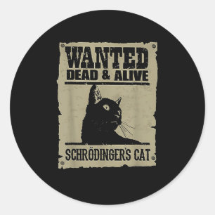 Pegatina Redonda Gato De Schrodingers En Vivo Y Muerto