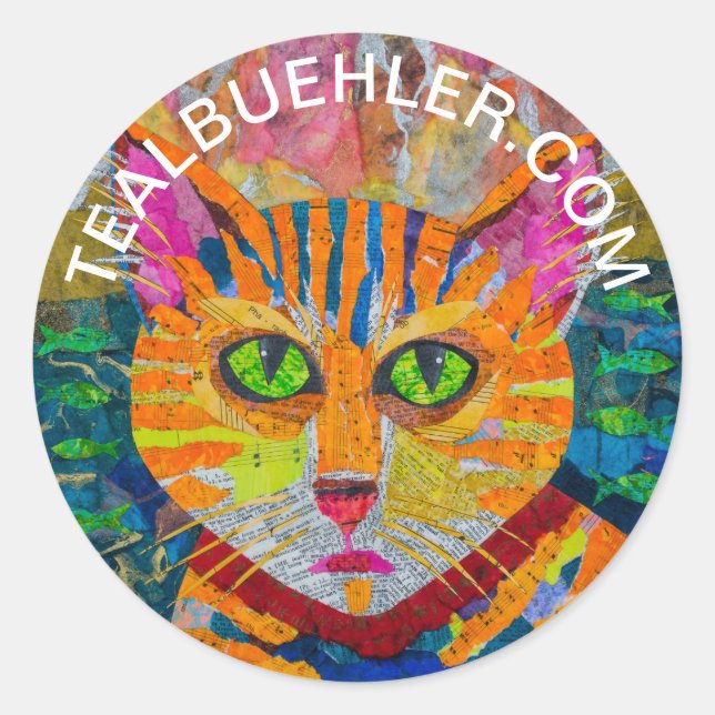 Pegatina Redonda Gato de tigre (Anverso)