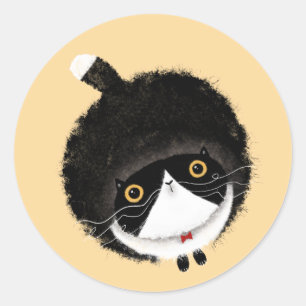 Pegatina Redonda Gato de Tuxedo