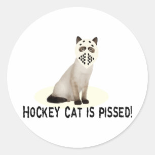 Pegatina Redonda Gato del hockey Pissed