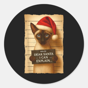 Pegatina Redonda Gato divertido de Navidad - Camiseta divertida de