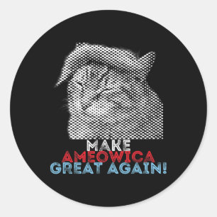 Pegatina Redonda Gato Divertido De Trump Haz Que Ameowica Sea Grand