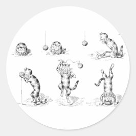 Pegatina Redonda Gato divertido de vintage