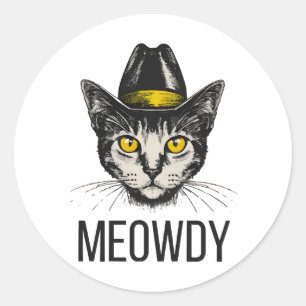 Pegatina Redonda Gato Divertido Miau